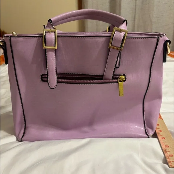 👜 Vangoddy Lavender Structured Satchel Handbag Gold Hardware - Picture 6 of 7